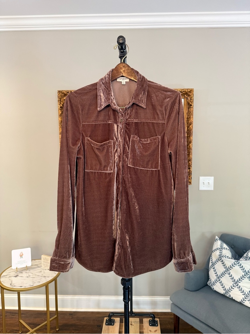 Umgee Brown Velvet Shirt Jacket